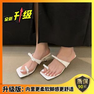 Elingstudio French Gentle! White Toe Covering Bows Sandals for Women Spring/Summer New Arrival Stiletto Heel Slippers
