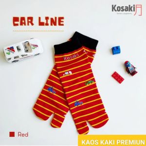 Kaos Kaki Anak Laki-Laki Kaos Kaki Anak Motif KOSAKID CAR LINE Kaos Kaki Jempol Dobel Tumit Dobel Nylon-MERAH