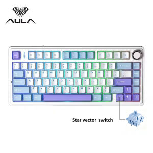 AULA | AULA F75 Wireless Mechanical Keyboard Hot Swappable Creamy Pre-lubed Star Vector Switches RGB Backlit 2.4GHz/Type-C/BT5.0