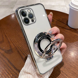 เคสโทรศัพท์ซิลิโคน Apple 12 pro แบบครอบเต็ม ใส พร้อมขาตั้ง สำหรับผู้ชายและผู้หญิง ดีไซน์หรูหรา ทนทานต่อการตกหล่น
