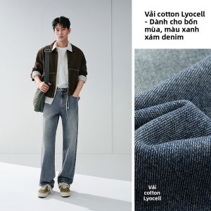Semir | Quần Jeans Denim Thô Phong Cách Mỹ Dáng Rộng Ống Thẳng Họa Tiết Whiskers Cổ Điển Cho Nam 2026 Thu Đông Mới