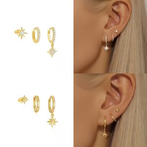 Fashionable and Versatile Earring Set Simple Eight-pointed Star Pendant Womens Earrings Niche High-end Stud Earrings