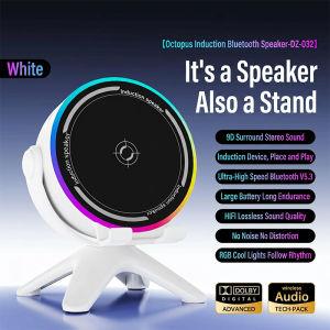 Wireless Induction Sound Box 5in1 Bluetooth Speakers with RGB Light 360° Rotation Phone Stand Desktop Speaker for iPhoneAndroid