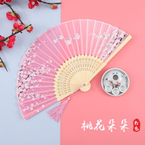 Fan Folding Fan Chinese Ancient Style Chinese Style Womens Han Chinese Clothing Cheongsam Dance Kids Student Summer Foldable Portable Small Folding Fan