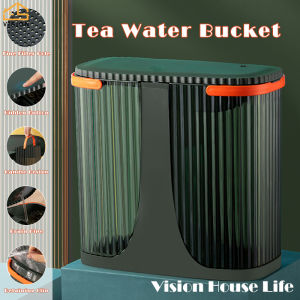 Vision 25L Dry and Wet Separation Trash Can Tea Bucket with Filter Tea Residue Barrel Trash Can Solid Liquid Separation Household Chinese Tea Barrel Recycling-Garbage Container