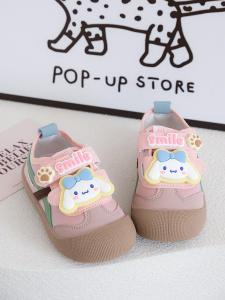 Pink Canvas Childrens Shoes with Magic Tape for Kindergarten Anti-Slip Lightweight Indoor Spring Autumn Sports Shoes for Kids