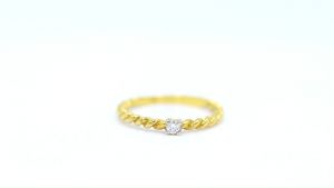 Happy Jewelry แหวนเพชรของแท้ เม็ดเดี่ยวก้านเชือก สวยเก๋ แข็งแรง ใส่ติดนิ้วได้ตลอด ทองแท้ 9k 37.5% ME804