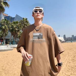 Summer Pure Cotton Men Short Sleeve T-Shirt Summer New Arrival Loose Couple T-shirt Ins Trendy Casual Half Sleeve Top