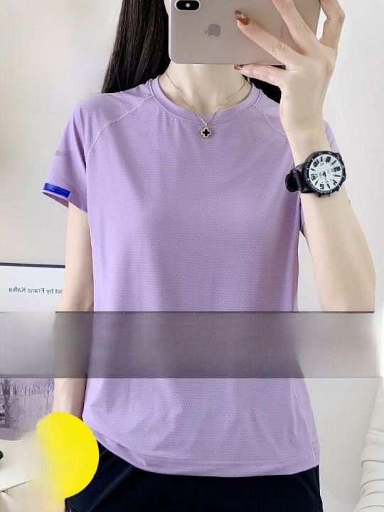 เสื้อยืดแขนสั้นผ้าไหมน้ำแข็งระบายอากาศสำหรับผู้หญิง TUCANO ฤดูร้อน 2025 ...
