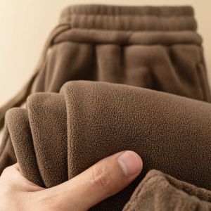 Sweatpants Womens Double-Sided Polar Fleece Lock Temperature Fleece Womens Pants Heattech Fleece Pants Pure Color Casual Fall and Winter Oversized Long Pants