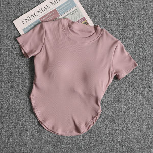 Moisture Wicking Fast Drying Slimming Fitness Clothing Short Sleeve T Shirt with Pads