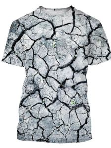 เสื้อยืดแขนสั้นพิมพ์ลายดิจิตอลสําหรับผู้ชายพร้อมคอกลมทรงเข้ารูปสําหรับเยาวชนในฤดูใบไม้ร่วง 3D Effect Design