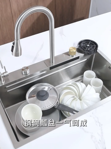 Kitchen Sink Stainless Steel 304 Perak Modern Luxury Ketebalan 3mm Sink /Bak cuci piring 7545/8045