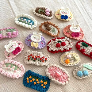 พร้อมส่งในไทย มี 32 แบบ กิ๊บติดผม งานปักไหมพรม โครเชต์แฮนด์เมด Handmade งานดี สำหรับเด็ก/ผู้ใหญ่