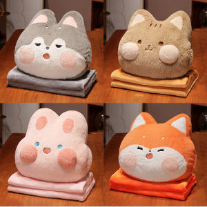 【Smilewil】ตุ๊กตาหมอนผ้าห่ม 2 in 1 การ์ตูนกอดหมอน  ตุ๊กตาหมอนอิง  มีผ้าห่มในตัว  หมอนผ้าห่ม มีซุกมือ