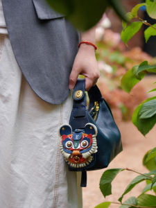 2025 New Millyklly Womens Blue Leather Shoulder Crossbody Bag Soft Handle Summer Casual Style Zipper Closure Dumpling Shape