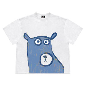 เสื้อยืดแขนสั้นผู้หญิง Pure Cotton 260 กรัม ลายหมี Graffiti ทรงเข้ารูป ทรงเข้ารูป สำหรับคู่รัก แฟชั่นฤดูร้อน