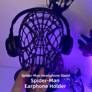 L67 Spider-man Over Ear Headset Stand Web Pattern Desktop Headphone Holder Gaming Desk Organizer Gift L