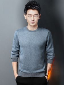 ROMON | Lormen Mens Knitted Sweater Fleece Lined Casual Round Neck Thick Warm Slim Fit Autumn Winter New Style Knitwear