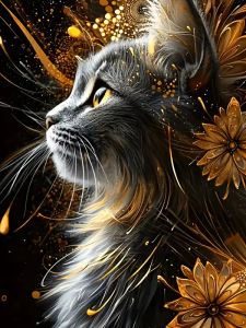 Jigsaw Puzzle 500/1000/1200/2000PCS Cat Flowers Cute Animal Floral Art Brain Teaser Puzzle Calming Hobby Gift
