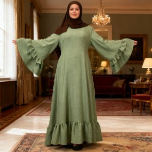 Elegant Women Party Maxi Dresses 2025 Autumn Fashion Muslim Abaya Fitted Waist A-Line Robes Femme
