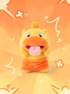 Magnetic Tongue-out Orange Capybara Plush Keychain