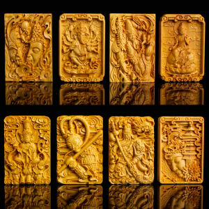Boxwood Carving Four Six Lucky Pendant Car Pendant Guan Gong Guanyin Taolai Hand Pieces Crafts Ornaments Protective Talisman
