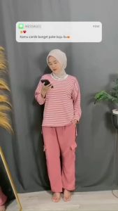 Dedilarise Trend Fashion Wanita One Set Selia 2in1 Setelan Cargo Wanita Remaja Matt Rip Knit Hornet Salur Basic Premium Fashion