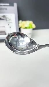 Masely 21.5cm Stainless Steel Soup Spoon Wear Resistant Durable Big Head Spoon Eat Hot Pot Drinking Soup