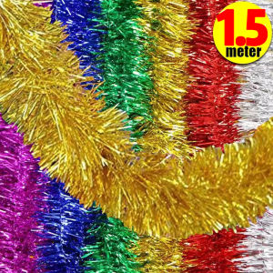 1.5M Gold Red Christmas Ribbon Garland Xmas Tree Hanging Rattan Tinsel DIY Birthday Wedding New Year Party Decoration Ribbons