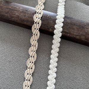 5m/16.4ft Each Pack Beige White Cotton Woven Lace Trim Vintage Braided Gimp Trim for Sewing Curtains Dresses and DIY Crafts Deco