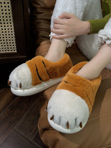 Cartoon Cotton Slippers Womens Winter Household Indoor Warm Cute Couple Slippers Mens Tiger Claws Cotton Slippers Thick Sole Confinement Shoes