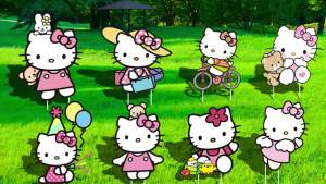 Sanrio | 8 Pcs Hello Kitty Yard Signs Hello Kitty Party Yard Signs with Stake for Hello Kitty Party Decorations&Kitty Outdoor Decorations