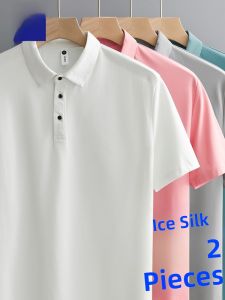 ROMON | Summer Lightweight Ice Silk Trendy Casual Loose Collar White Short Sleeve T-Shirt