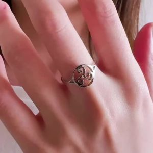Skyrim | Triskele Triskelion Ring Stainless Steel Triple Spiral Amulet Finger Rings Vintage Jewelry Birthday Gift for Women