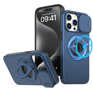 New Style Magnetic Ring Phone Case for iPhone 16 15 14 13 12 11 Pro Max X XSMax XR 7 8 Plus Slide Lens Protection Bracket Cover