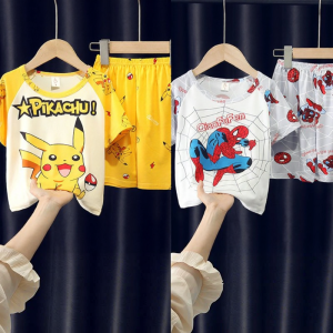 XINQIGUO | Summer Children Cotton Short Sleeve Sleepwear Set