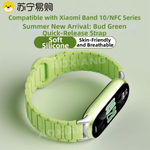Jingyi Zhang Suitable Xiaomi Band 10 Silicone Sport Strap Smartwatch NFC Version 10 Magnetic Absorption Replacement Strap for Men And Women Summer