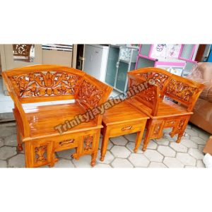 Kursi Teras Jati Jepara Ukir 1+1+Meja Set/trinityjayafurniture