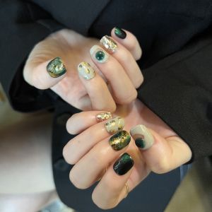 HESASA Pure Hand-Painted Cat Eye Nail Art สไตล์ญี่ปุ่น ชุดเล็บสวมใส่ ความยาวปกติ ไม่มีแบรนด์ ผลิตจากจีนแผ่นดินใหญ่