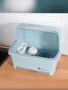 Kuwo Large Bowl Cabinet Household Kitchen Utensils Storage Box Drain Bowl Rack With Lid Chopsticks Tableware Dish Storage Rack Plastic Bowl Cabinet