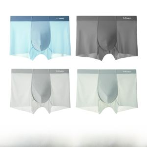 MiiOW | Mens Ice Silk Boxer Shorts Breathable Antibacterial Thin Seamless Sporty Flat Angle Pants Comfortable Underwear For Summer