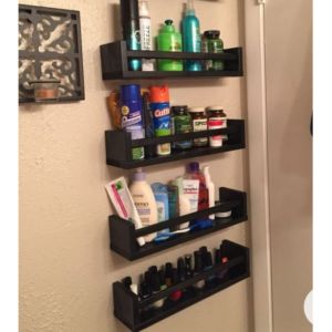 Rak Dinding Serbaguna | Rak minimaliswarna hitam tempat bumbu dapur/buku anak/pas bunga/makeup/skincare/parfum.furniture minimalis