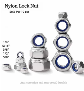 (Per 10pcs) Nylon Lock Nut  Nlylon Inset Lock Nut 1/4.5/16.3/81/25/8