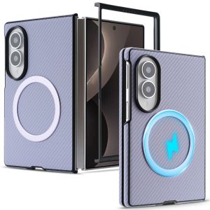 Carbon Fiber For Magsafe Magnetic Business PU Leather Phone Case For Samsung Galaxy Z Fold 8 Ultra 7 6 5 4 3 Shockproof Cover