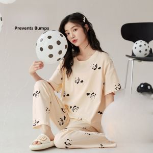 MiiOW | Pure Cotton Sleepwear Womens Summer Thin Three-piece Set With Chest Pad Cute Cartoon Home Clothes MiiOW Cat Person