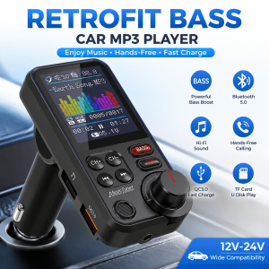 EKLEVA Bluetooth-compatible Car Wireless FM Transmitter Radio Adapter Fast Charging Treble Bass Sound Music Car MP3 Player Aux QC3.0