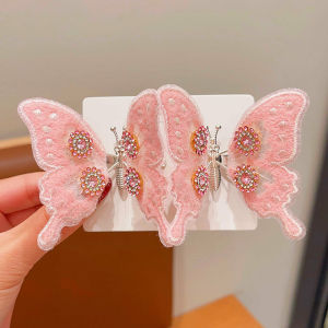 New Year Girls Hair Accessories Festive Moving Butterfly Knot Hair Clips Childrens Headwear Red Chinese Style Double Pronged
