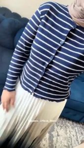 Haseena Cardigan Crop Top Alea Salur Garis Outer Wanita Motif Strip Kardigan Knit Cardi Kancing Lengan Panjang Daily Knitwear