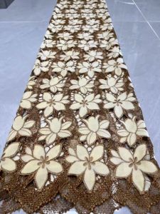 Châu Phi Vải Ren Nhung 5 Thước Chất Lượng Cao Sang Trọng Đá Thêu Cho Nữ ĐẦM DỰ TIỆC Nigeria Chất Liệu Ren